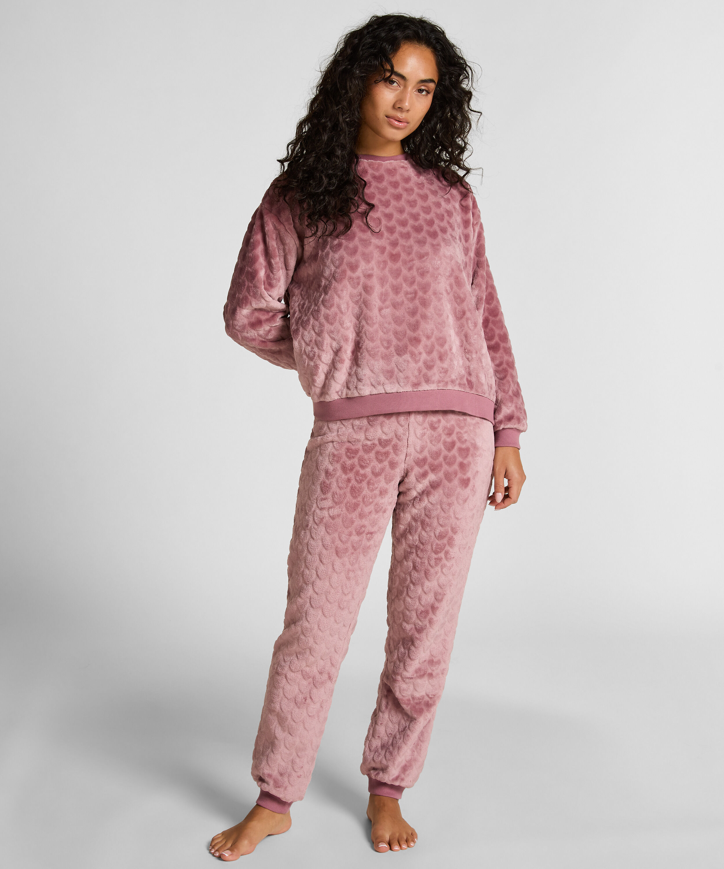 Pyjamassett fleece hjerte, Lilla
