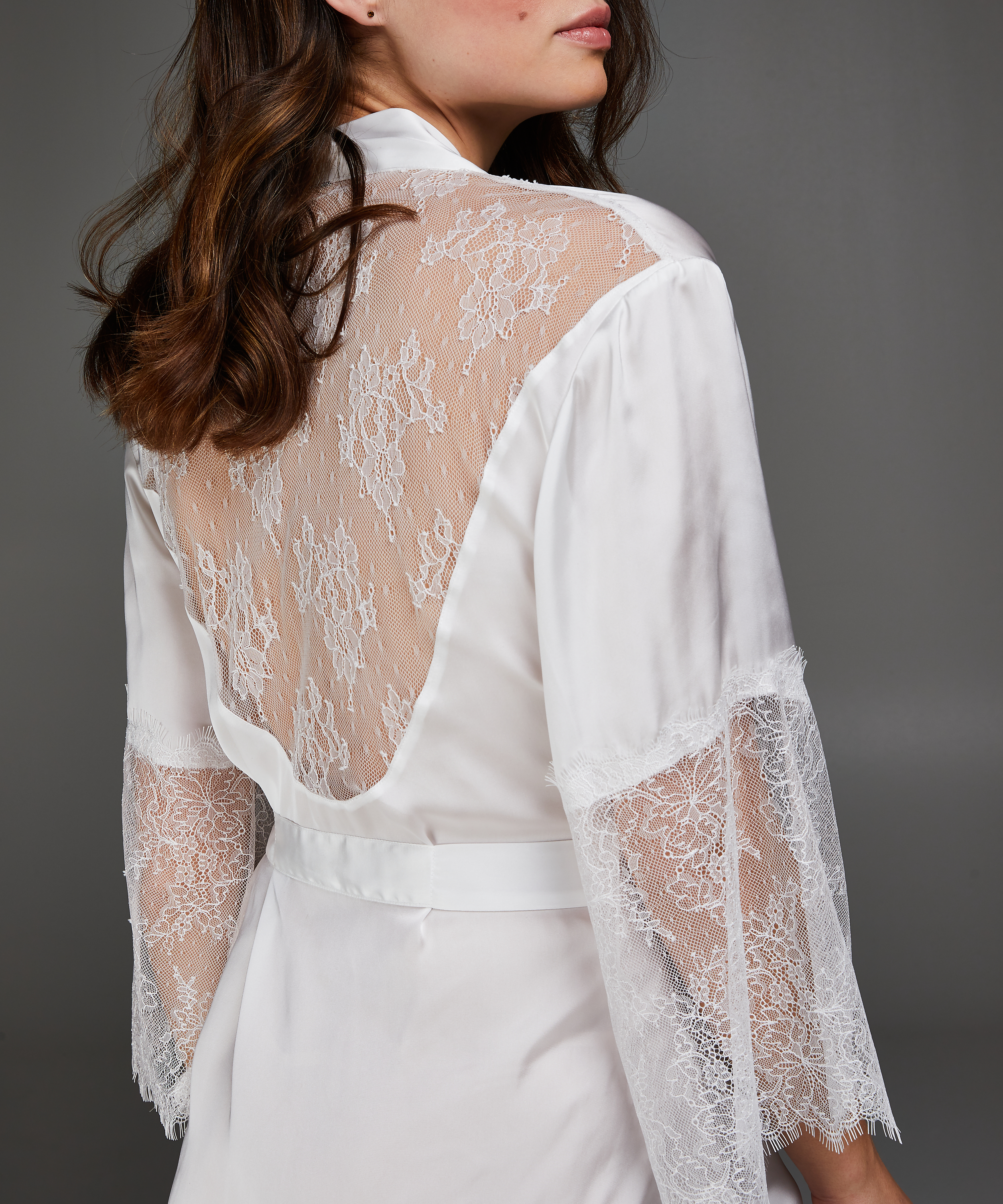 Lily satengkimono, Hvit, main