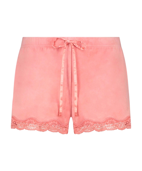 Velvet lace shorts, Rosa
