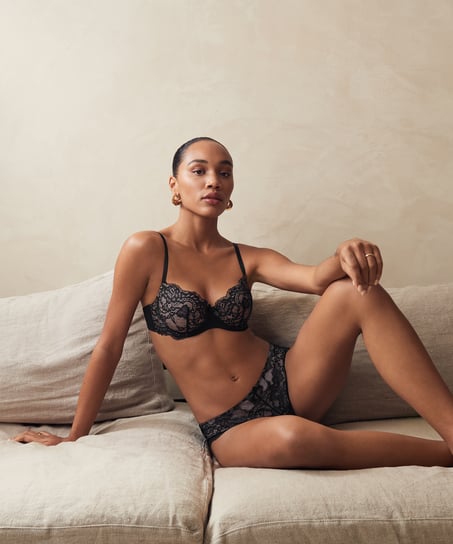 Vattert bh med b&oslash;yle Teddy, Svart