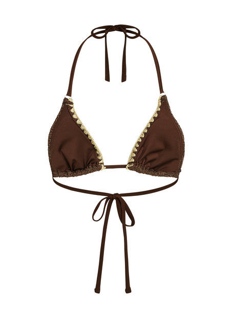 Triangle bikinitopp crochet, Brun