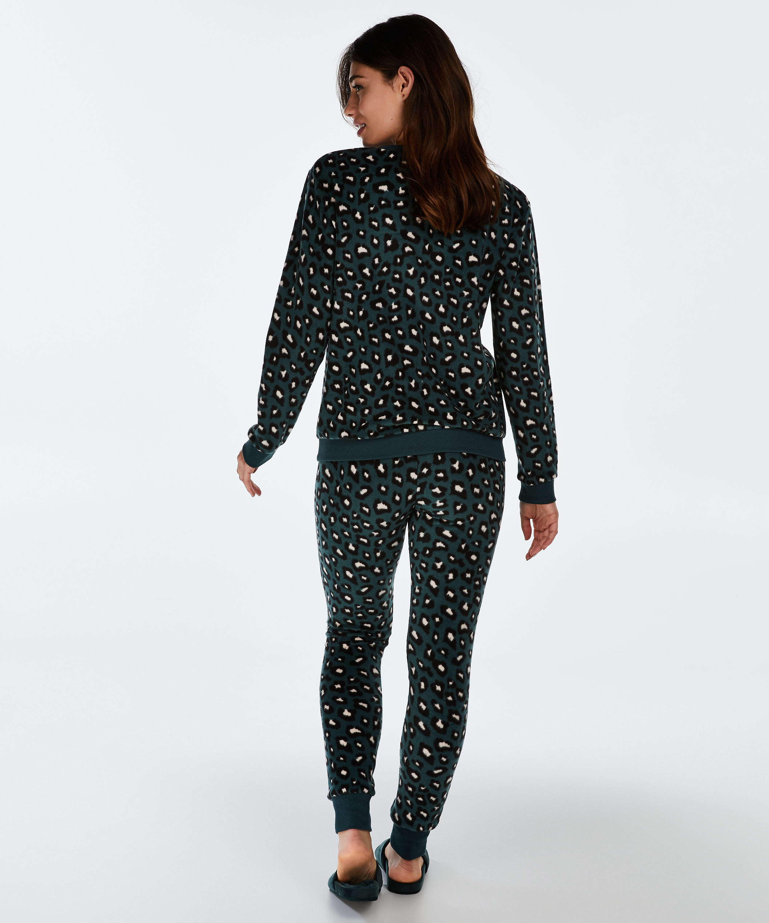 Langermet fleece-topp, Gr&oslash;nn, main