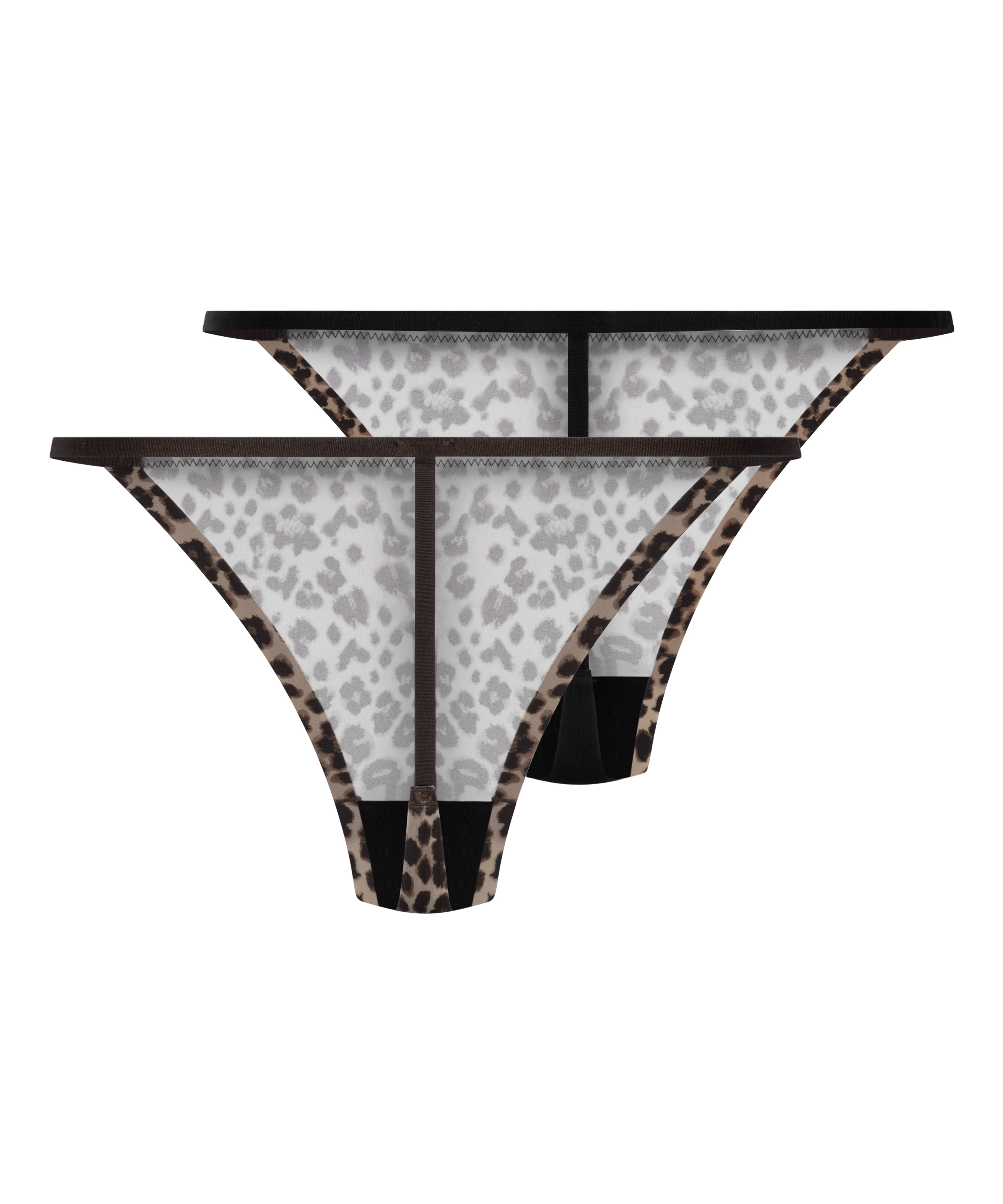 2-pakning Micro Leopard String, Svart, main