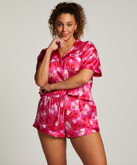 Pyjamasshorts i sateng, Rosa