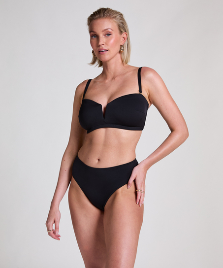Neopren Bandeau Bikinitopp, Svart