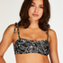 Paisley bikini crop-top, Svart