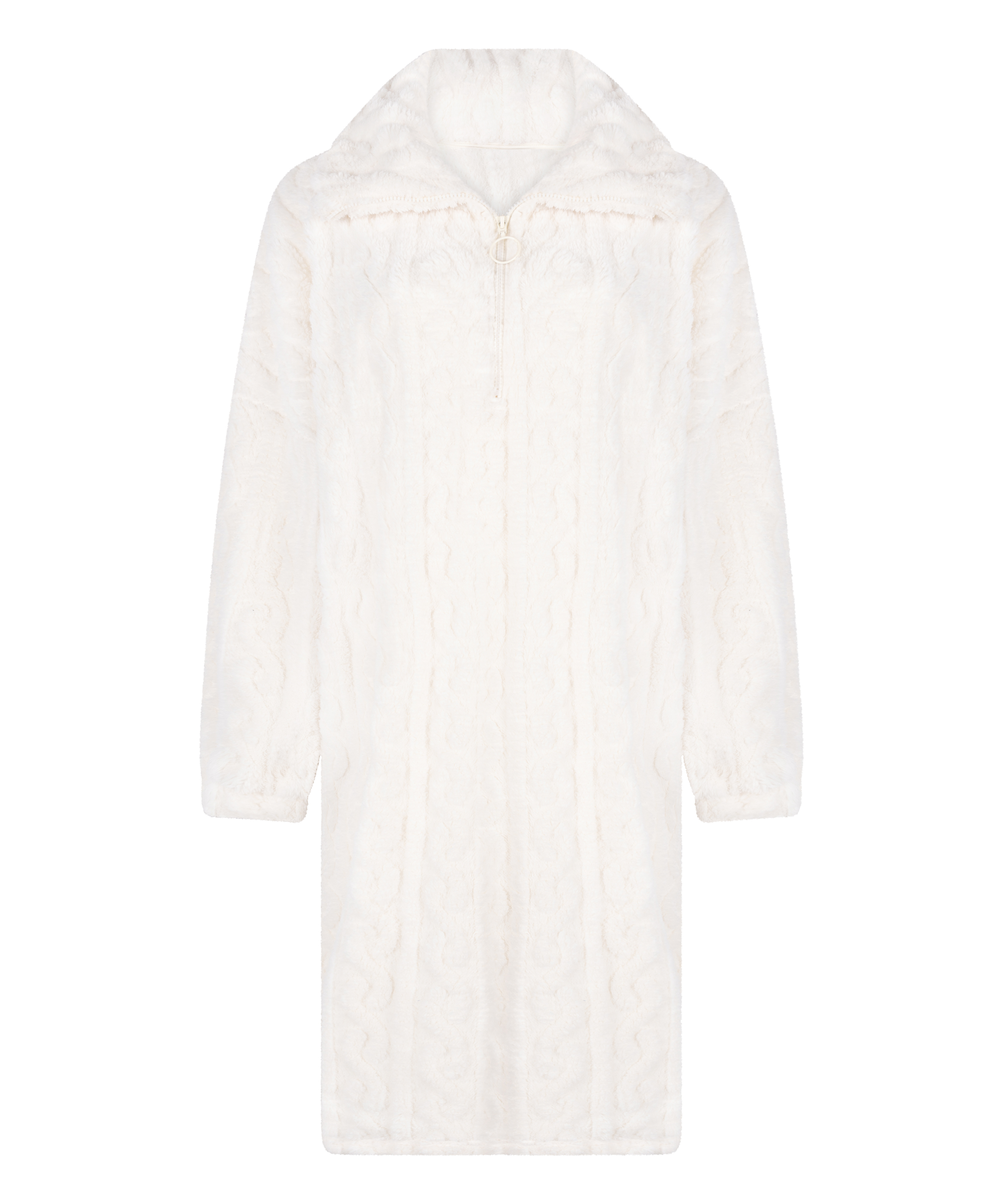 Poncho i Kabelstrikket Fleece, Hvit, main