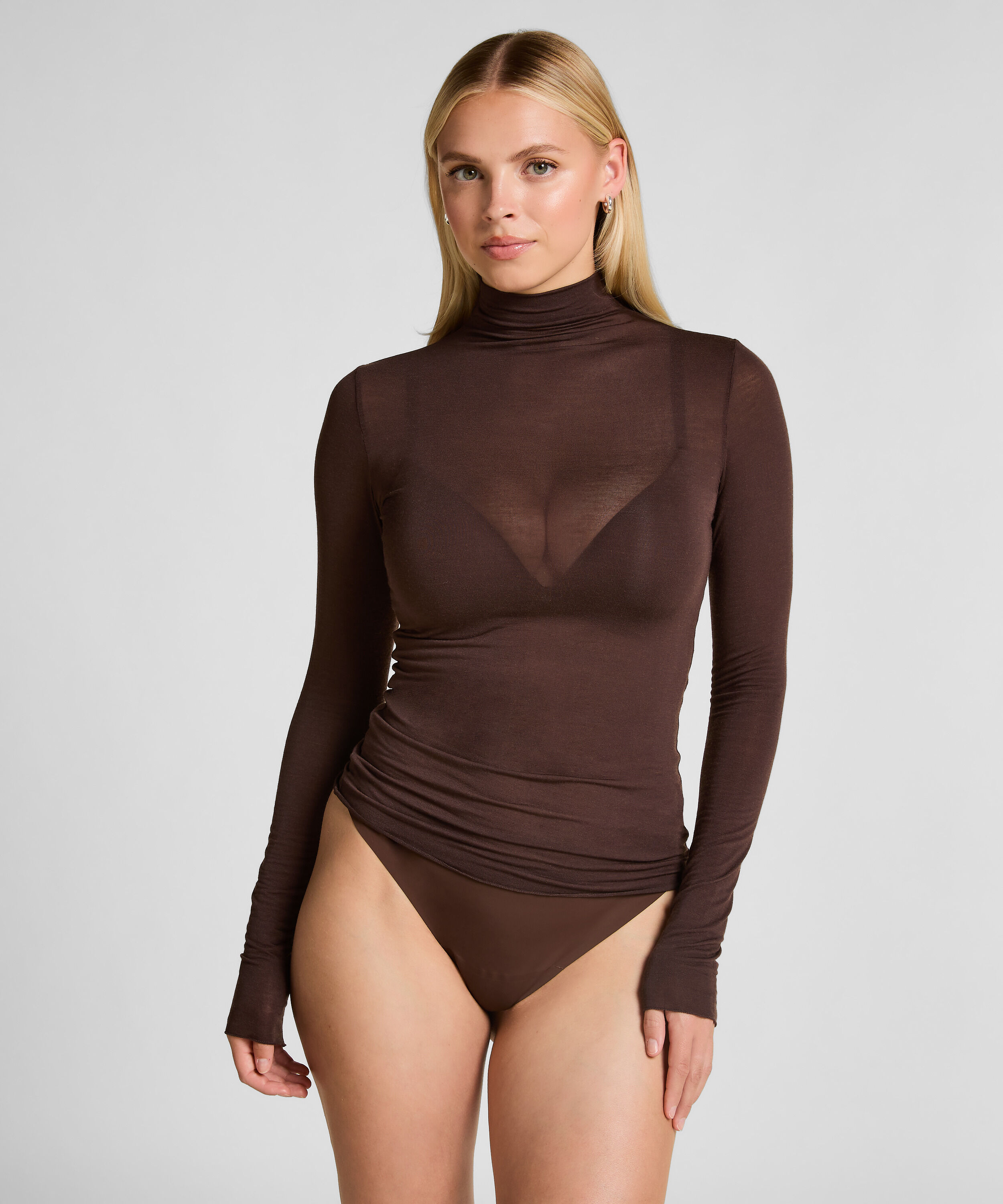 super soft cashmere-skjorte med høyhalset genser