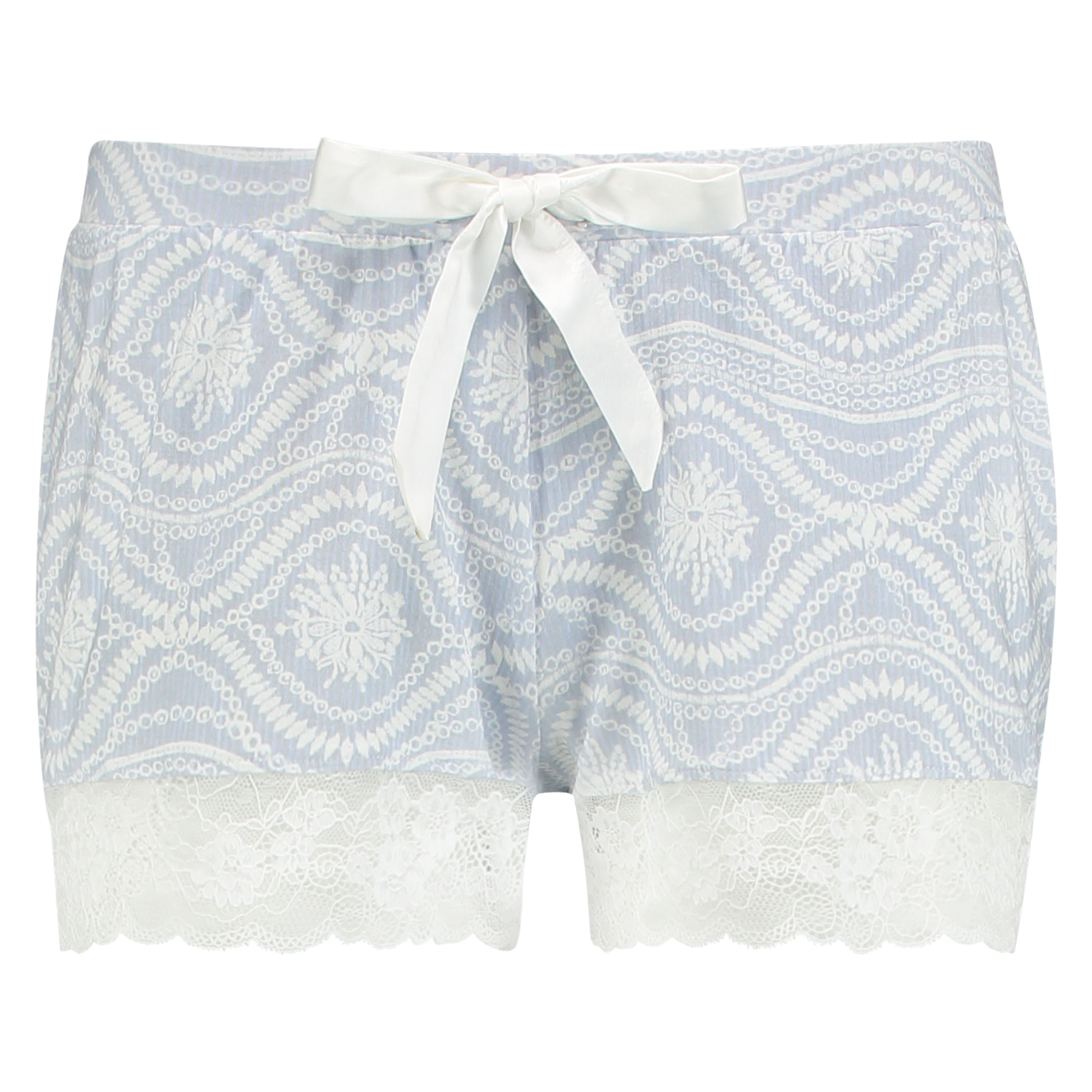 Pysjamashorts Jersey Lace, Blå, main