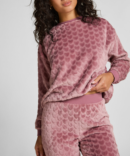 Pyjamassett fleece hjerte, Lilla