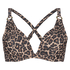 Leopard polstret bikinitopp med spiler, Beige