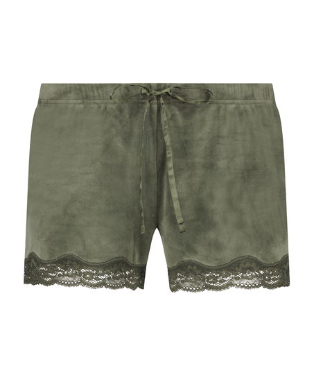 Velvet lace shorts, Gr&oslash;nn