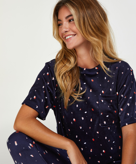 Top Velours Pocket, Bl&aring;