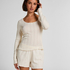Pointelle Pyjama Top, Hvit