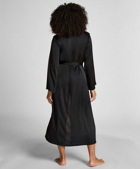 Sateng Pinstripe Kimono, Svart