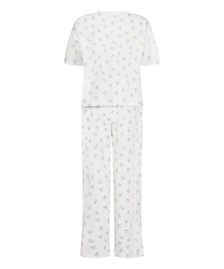 Pyjama Set Cotton Jersey Long, Hvit