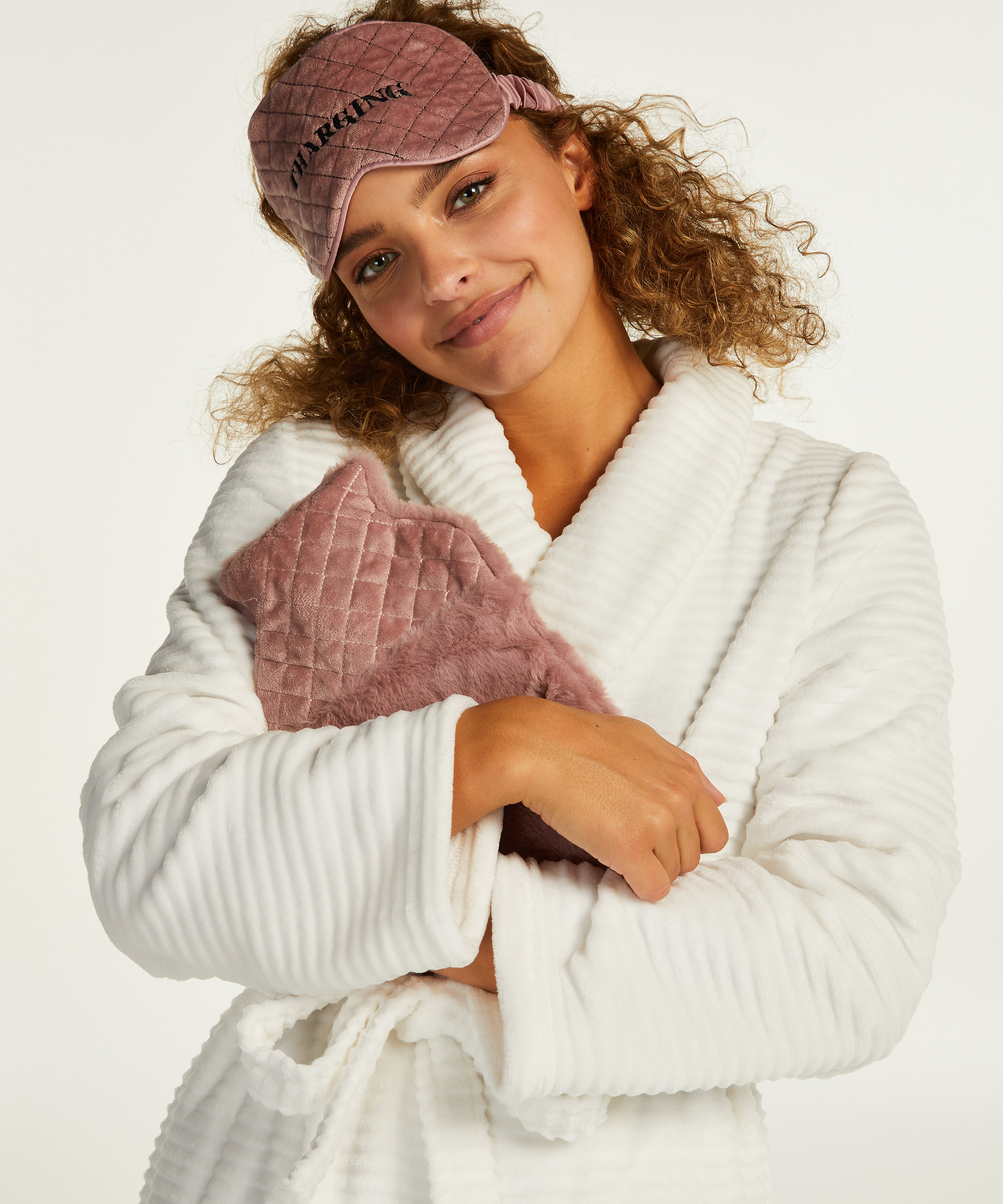 Hot Water Bottle And Eye Mask Set, Rosa, main