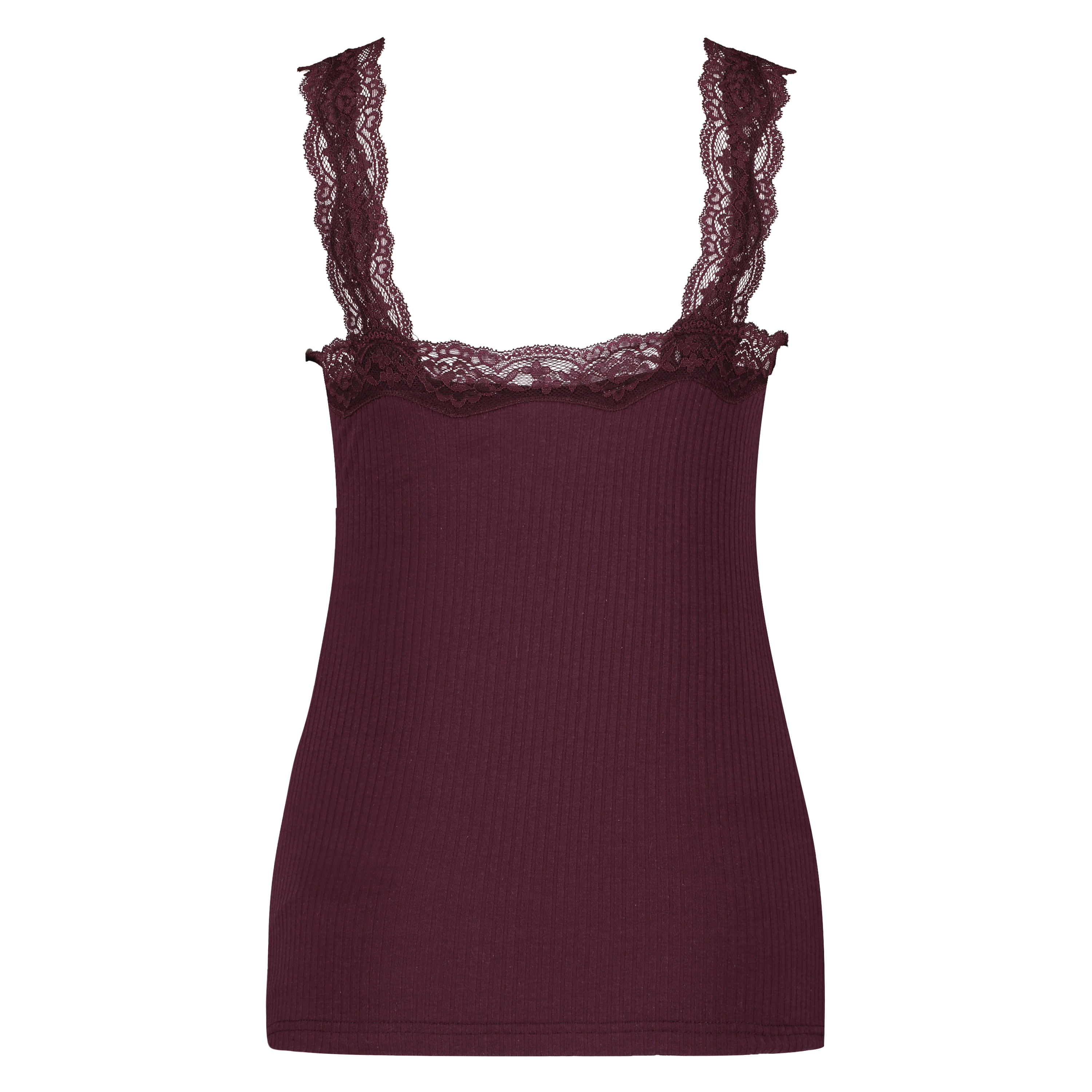 Rib Cami Lace topp, R&oslash;d, main