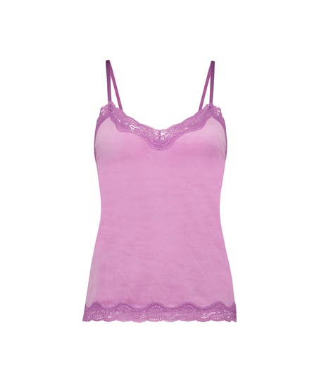 Cami-topp Velours Lace, Rosa