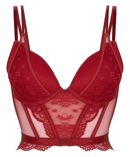 Coco Longline polstret pushup-BH med spiler, Rød