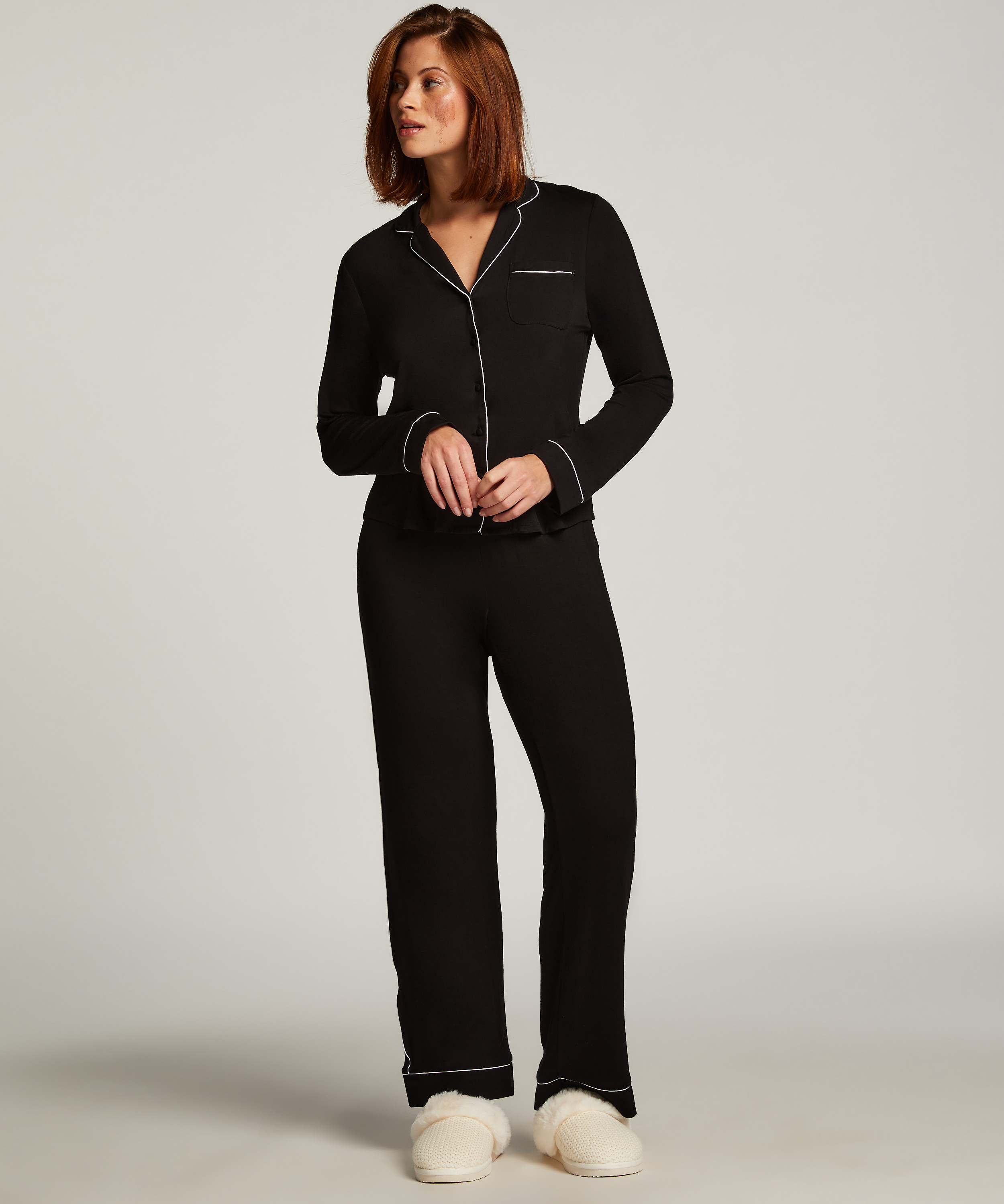 Essential langermet jakke i jerseystoff, Svart, main