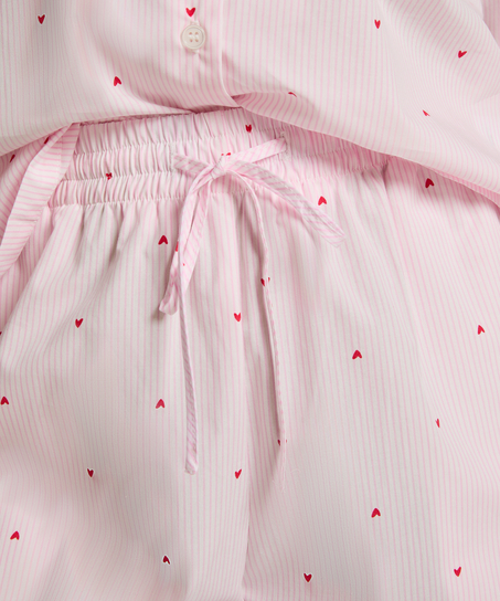 Pant Cotton Stripe Heart, Hvit