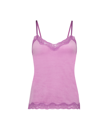 Cami-topp Velours Lace, Rosa