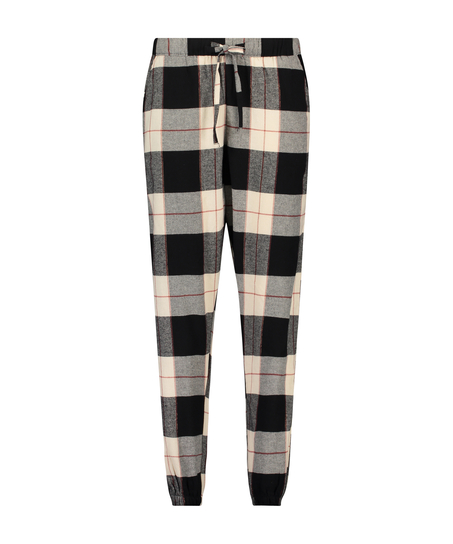Twill check petite pysjamasbukse, Svart