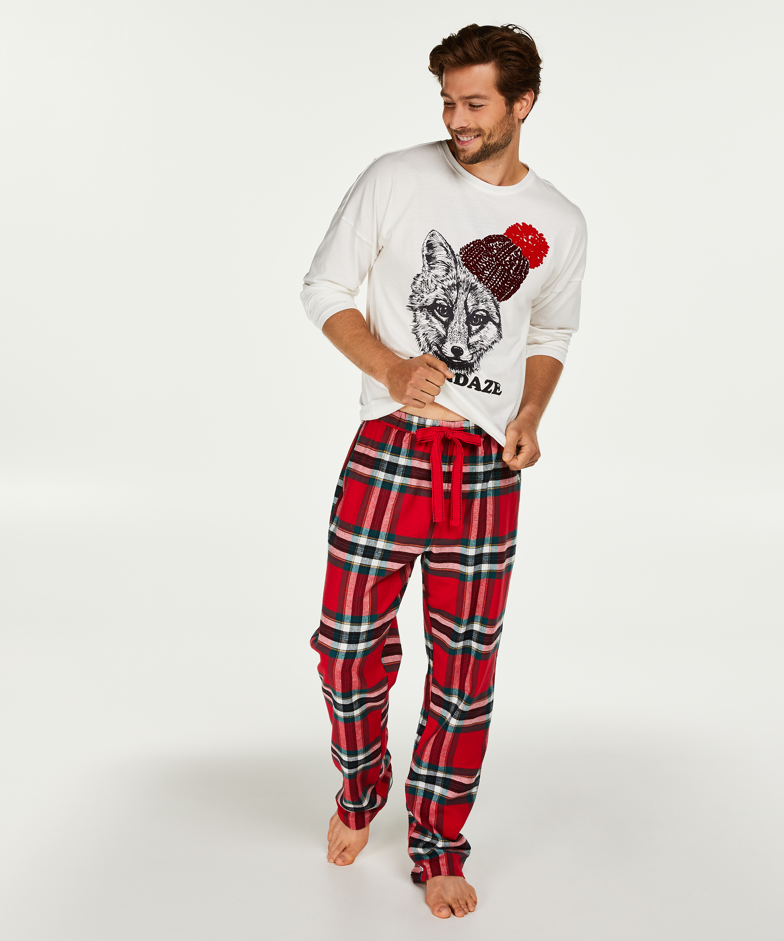 Men's pyjama set, Rød, main