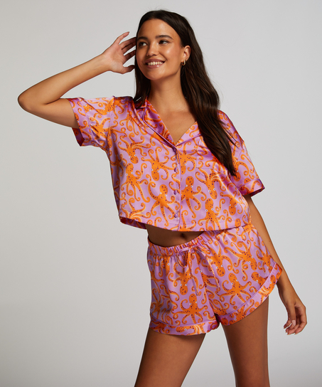 Kortermet jakke i sateng, Lilla