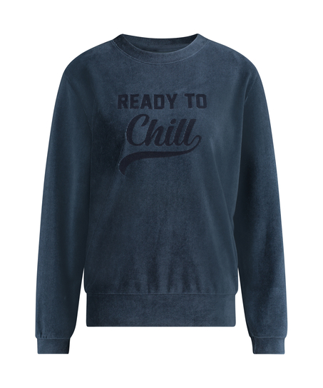 Langermet velvet topp, Blå