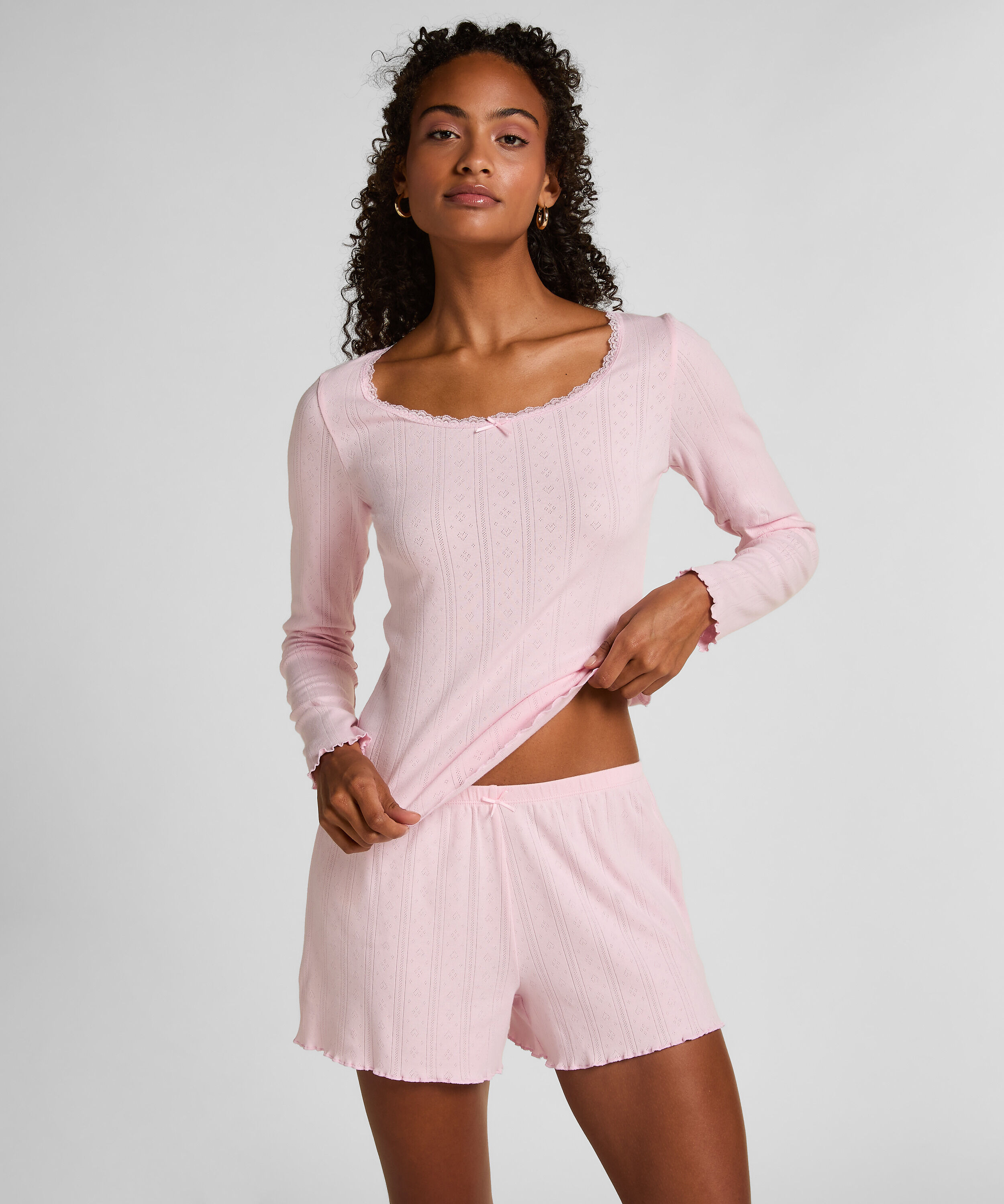 Pointelle shorts, Rosa