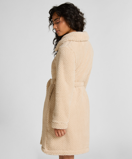 Fleecejakke med glidel&aring;s, Hvit