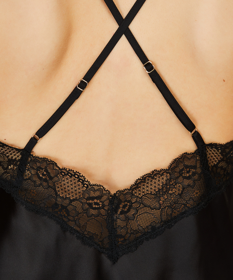 Camitopp i satengblonder, Svart