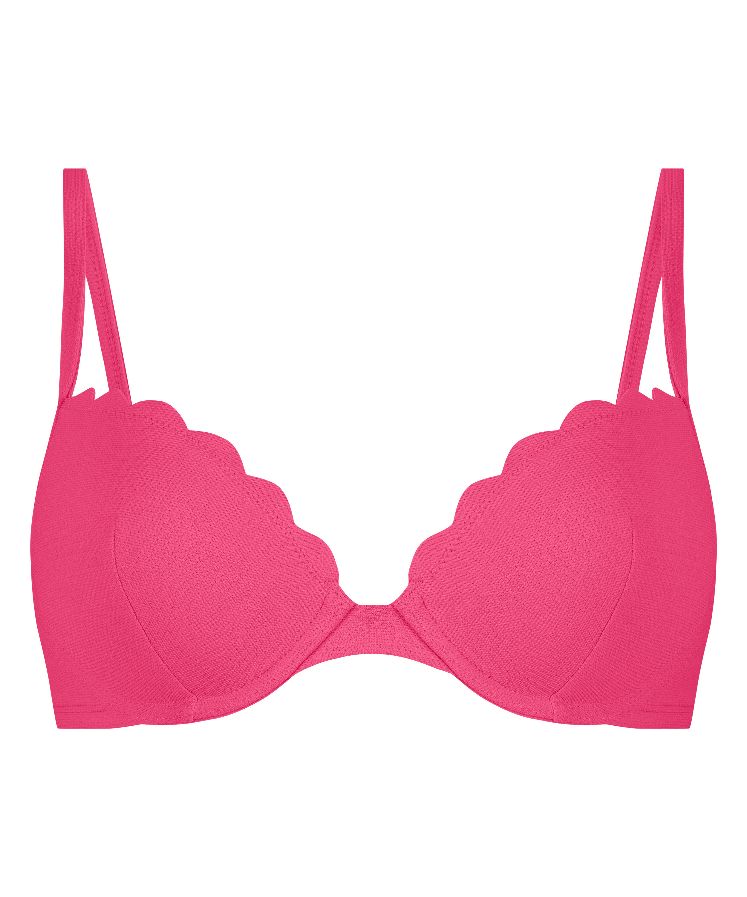 Scallop Polstret bikinitopp med underspiler, Rosa