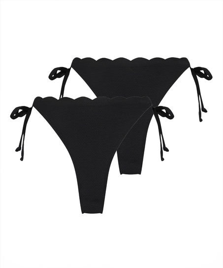 2-pakning Cheeky Tanga Bikini Underdel Scallop, Svart