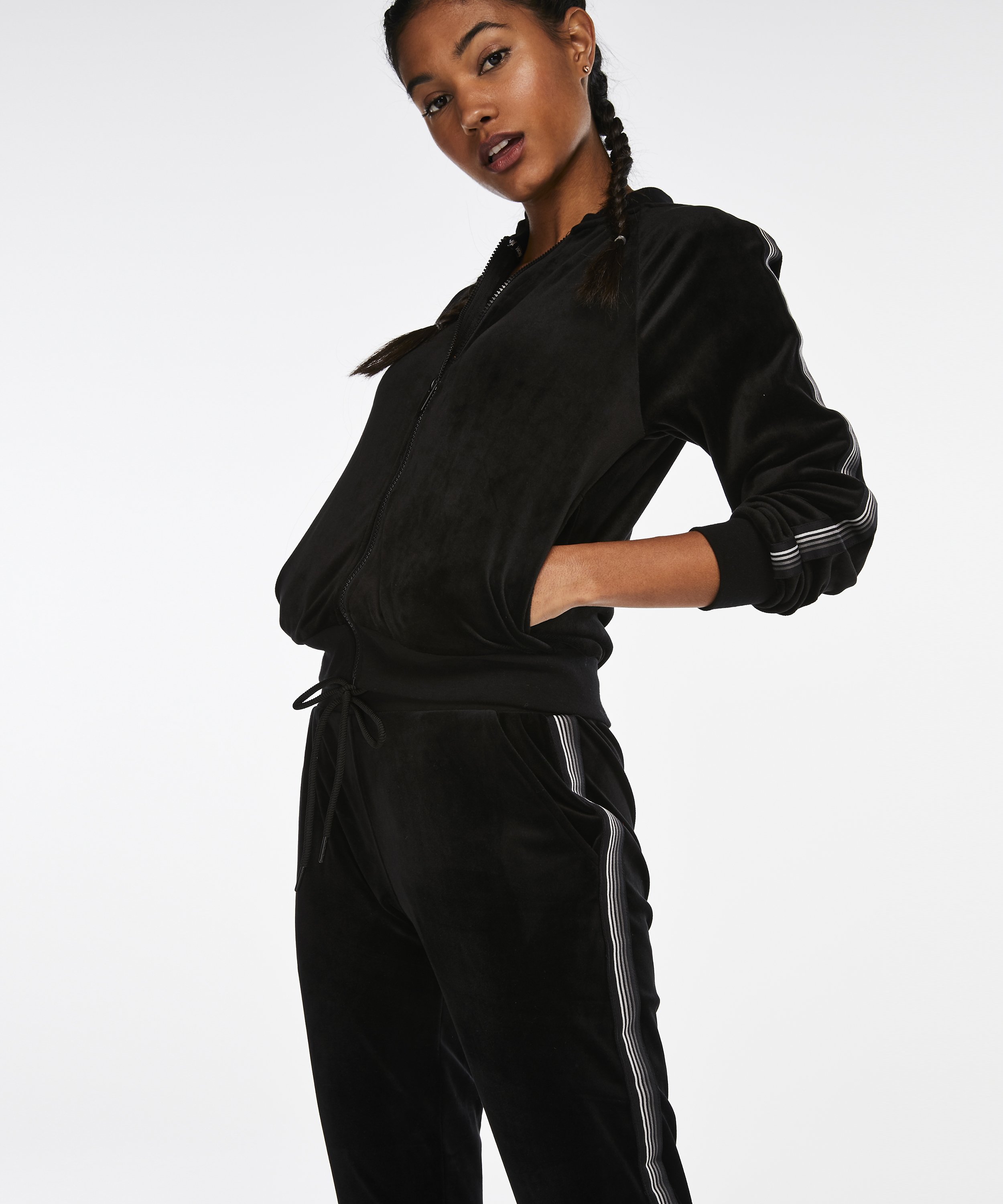 HKMX sportsbukse i fløyel, Svart, main