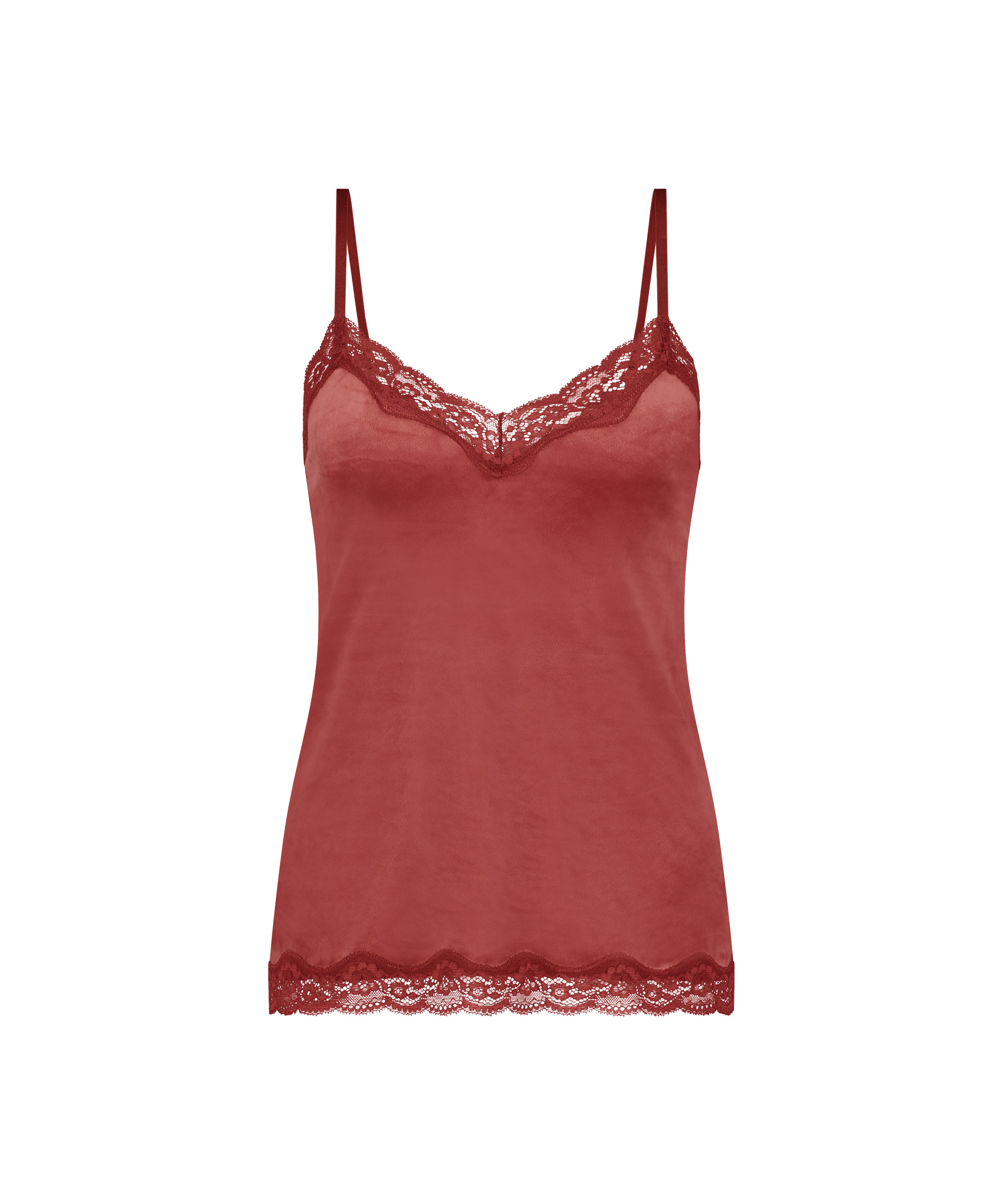 Cami-topp Velours Lace, Rosa, main