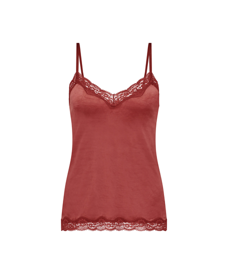 Cami-topp Velours Lace, Rosa