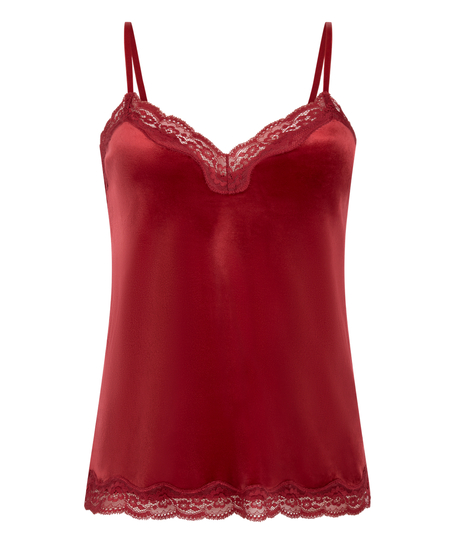 Cami-topp Velours Lace, Rød