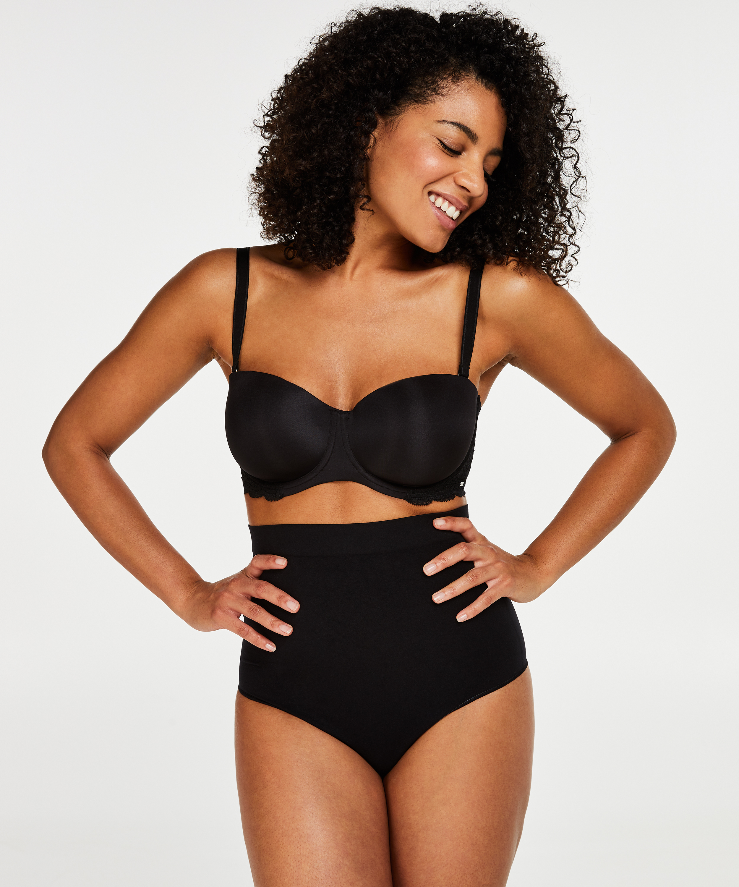 Strammende høylivet thong– Nivå 2, Svart, main