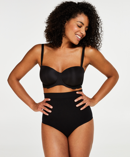 Strammende høylivet thong– Nivå 2, Svart