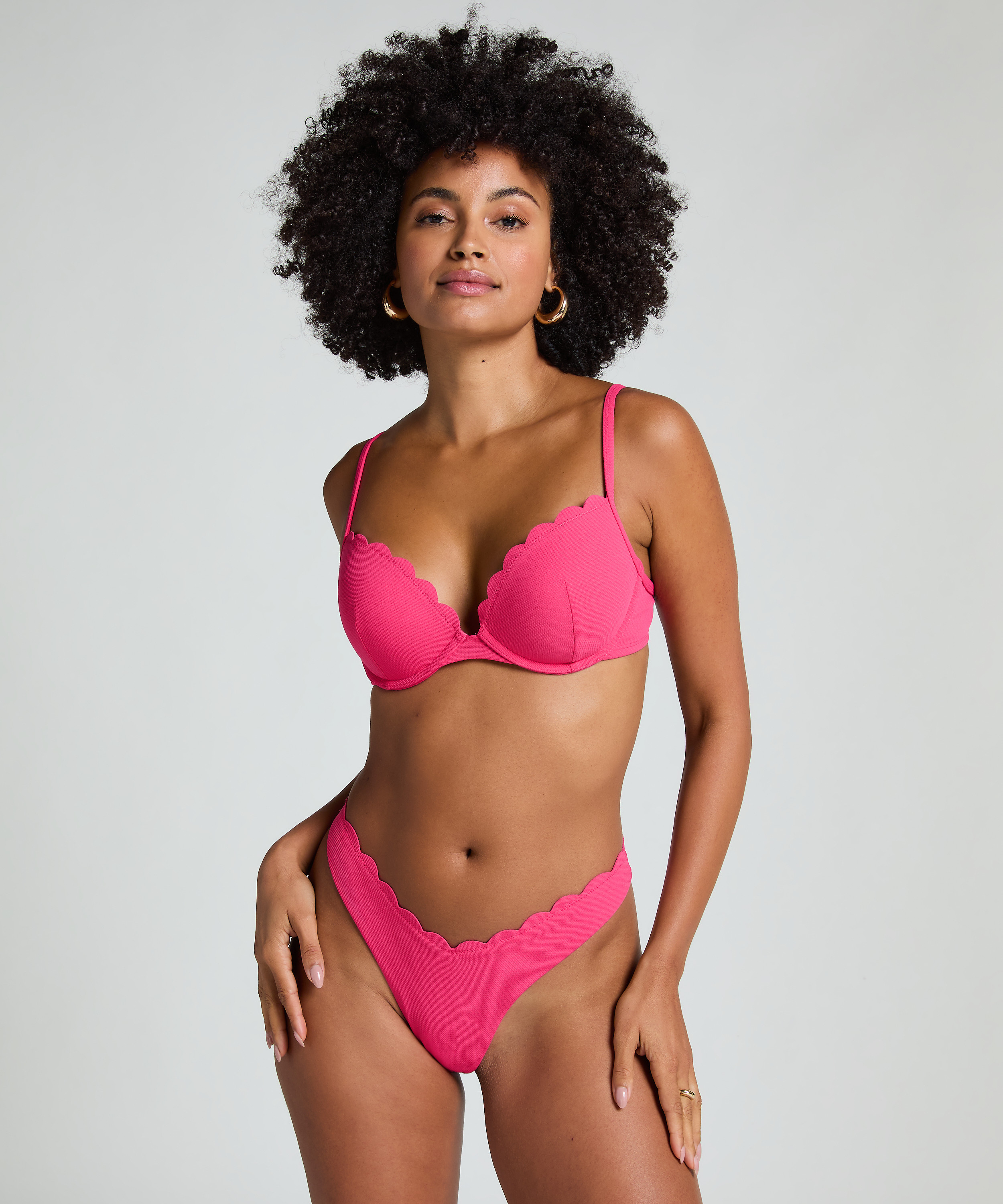 Høykuttet Bikini Underdel Scallop, Rosa, main