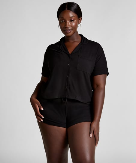 Essential kortermet jakke i jerseystoff, Svart