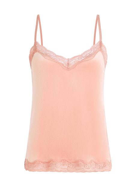 Cami-topp Velours Lace, Rosa