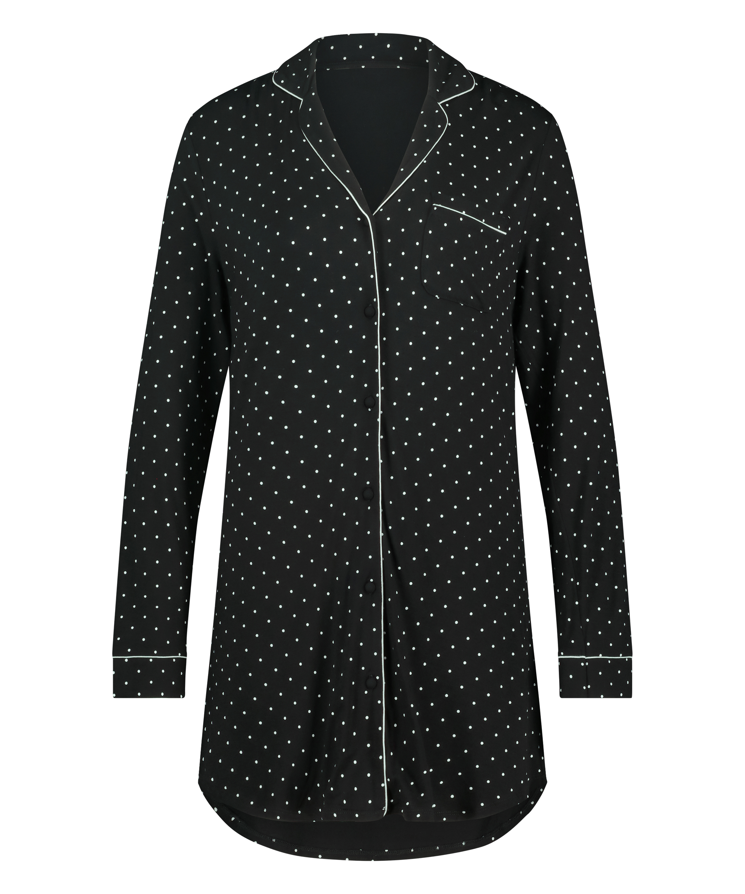 Essential langermet skjortekjole i jerseystoff, Svart, main