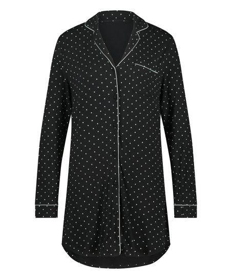 Essential langermet skjortekjole i jerseystoff, Svart