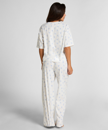 Pyjama Set Cotton Jersey Long, Hvit
