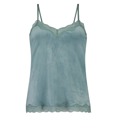 Cami-topp Velours Lace, Gr&oslash;nn