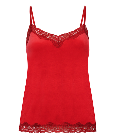 Cami-topp Velours Lace, Rød